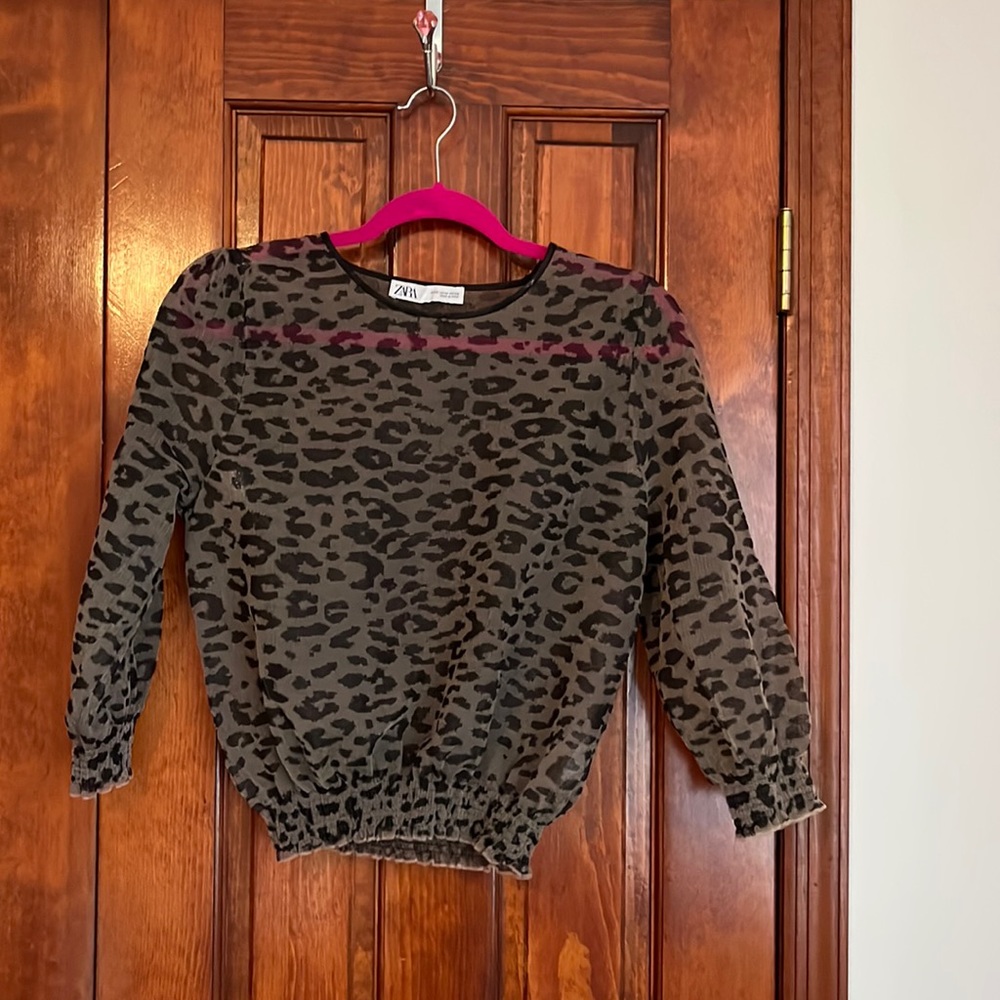 Sheer cheetah print Zara top